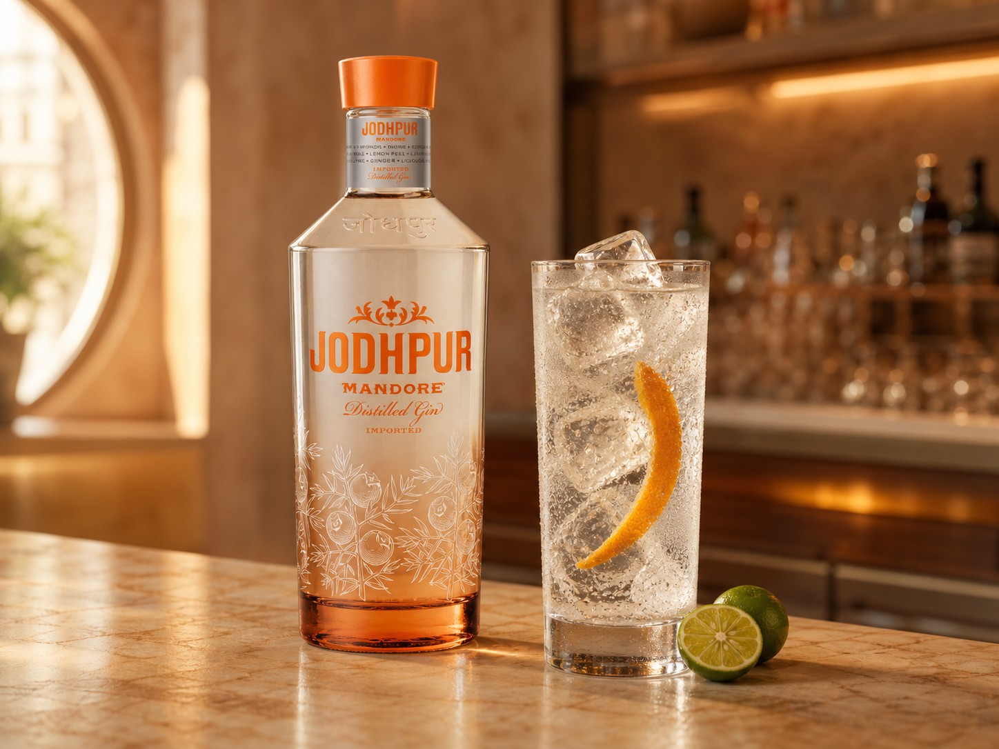 Hotový Mandore Citrus s lahví Jodhpur Mandore Gin